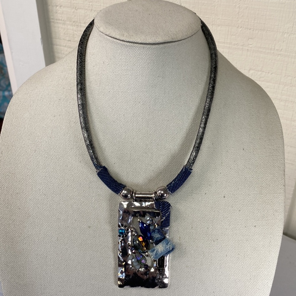Unique artisan inspired mixed media necklace